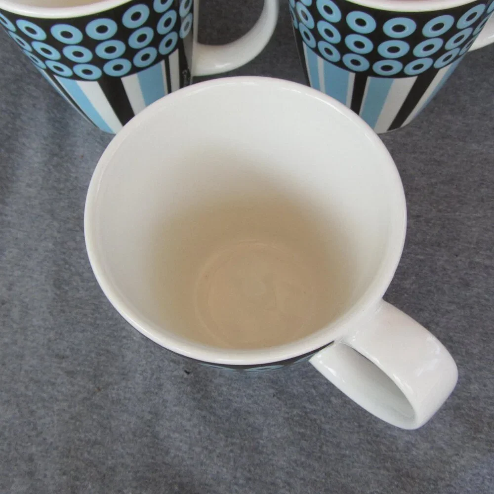 Jonathan Adler Happy Home circles & stripes 14 oz mugs set of 4 (W3271)